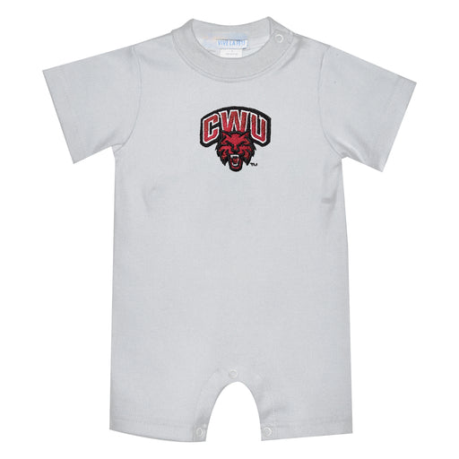 Central Washington Wildcats Embroidered White Knit Short Sleeve Boys Romper