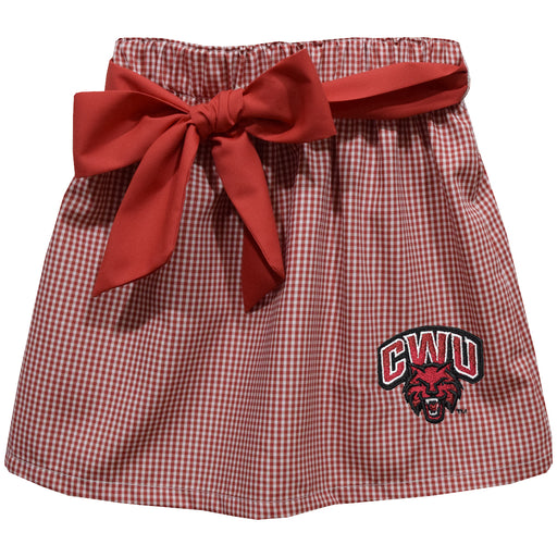Central Washington Wildcats Embroidered Red Gingham Skirt With Sash