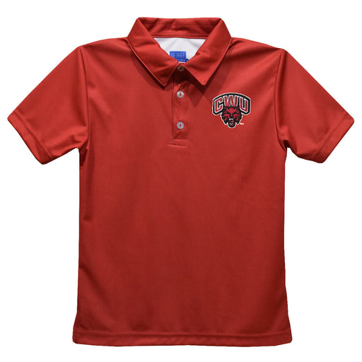 Central Washington Wildcats Embroidered Red Short Sleeve Polo Box Shirt