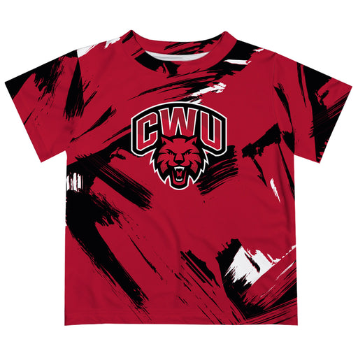 Central Washington Wildcats Vive La Fete Boys Game Day Crimson Short Sleeve Tee Paint Brush