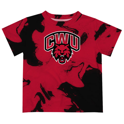 Central Washington Wildcats Vive La Fete Marble Boys Game Day Crimson Short Sleeve Tee