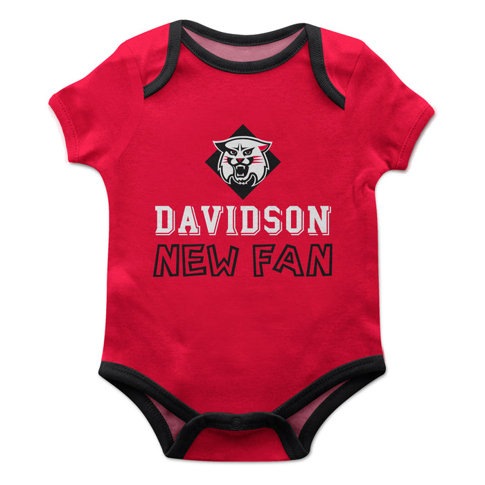 Davidson College Wildcats Vive La Fete Infant Game Day Red Short Sleeve Onesie New Fan Logo and Mascot Bodysuit