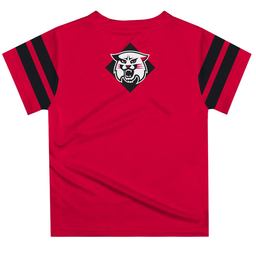 Davidson College Wildcats Vive La Fete Boys Game Day Red Short Sleeve Tee with Stripes on Sleeves - Vive La Fête - Online Apparel Store