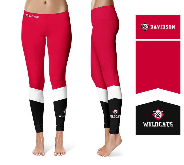Davidson College Wildcats Vive La Fete Game Day Collegiate Ankle Color Block Women Red Black Yoga Leggings - Vive La Fête - Online Apparel Store