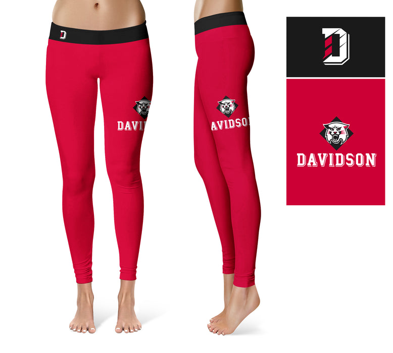 Davidson College Wildcats Vive La Fete Game Day Collegiate Logo on Thigh Red Women Yoga Leggings 2.5 Waist Tights - Vive La Fête - Online Apparel Store