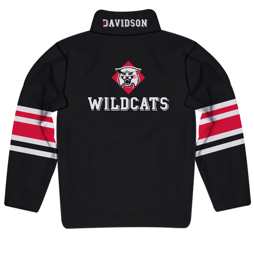 Davidson College Wildcats Vive La Fete Game Day Black Quarter Zip Pullover Stripes on Sleeves - Vive La Fête - Online Apparel Store