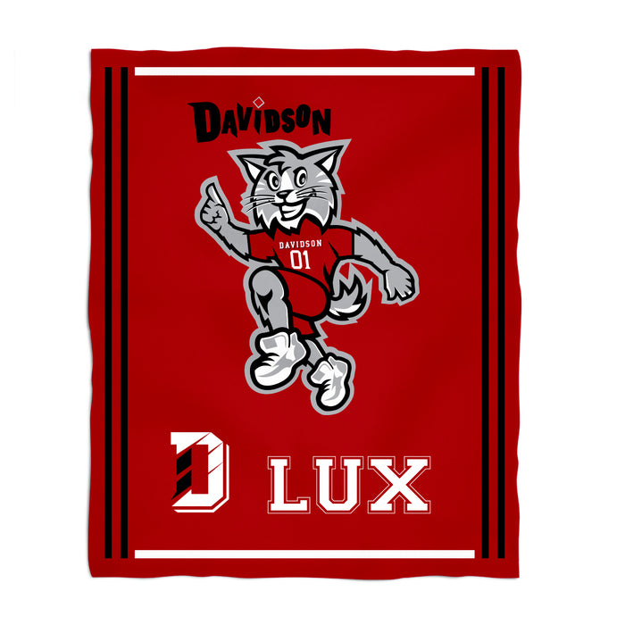 Davidson College Wildcats Vive La Fete Kids Game Day Red Plush Soft Minky Blanket 36 x 48 Mascot
