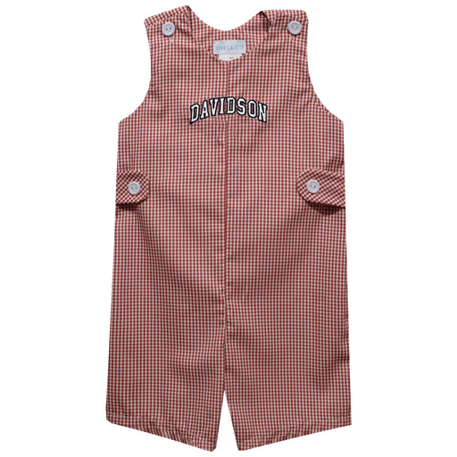 Davidson College Wildcats Embroidered Red Gingham Boys Jon Jon