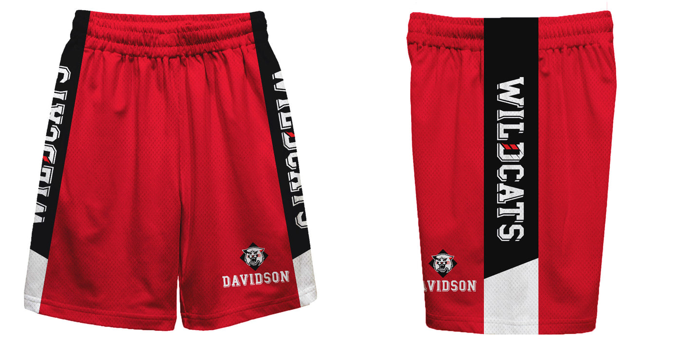 Davidson College Wildcats Vive La Fete Game Day Red Stripes Boys Solid Black Athletic Mesh Short - Vive La Fête - Online Apparel Store
