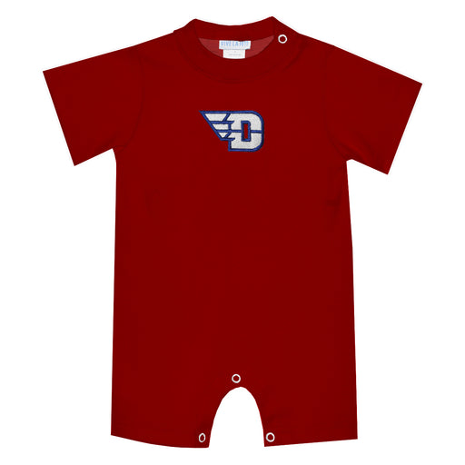 University of Dayton Flyers Embroidered Red Knit Short Sleeve Boys Romper