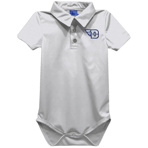 University of Dayton Flyers Embroidered White Solid Knit Polo Onesie