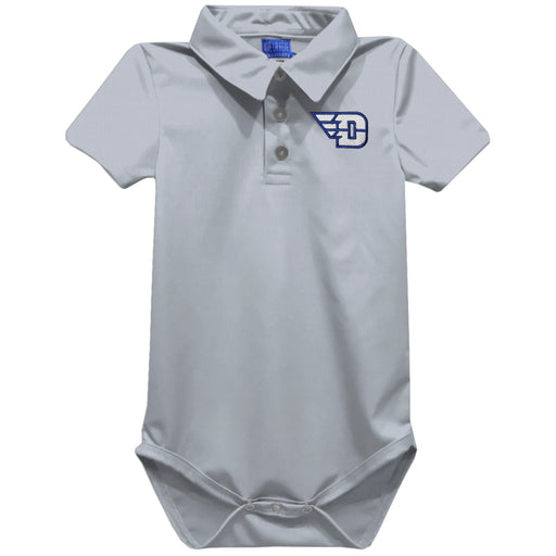 University of Dayton Flyers Embroidered Gray Solid Knit Polo Onesie