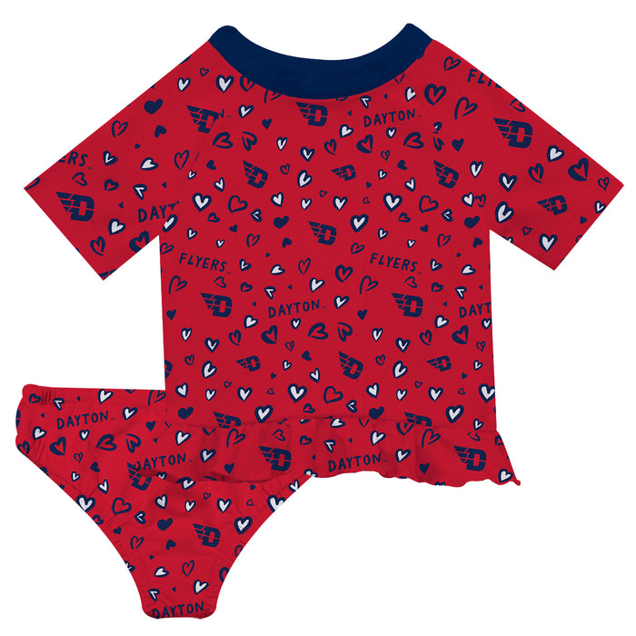 University of Dayton Flyers Vive La Fete All Over Logo Red Long Sleeve Bikini Set