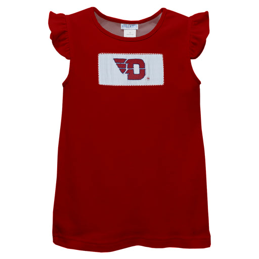University of Dayton Flyers  Smocked Red  Knit  Angel Wing Sleeves Girls Tshirt