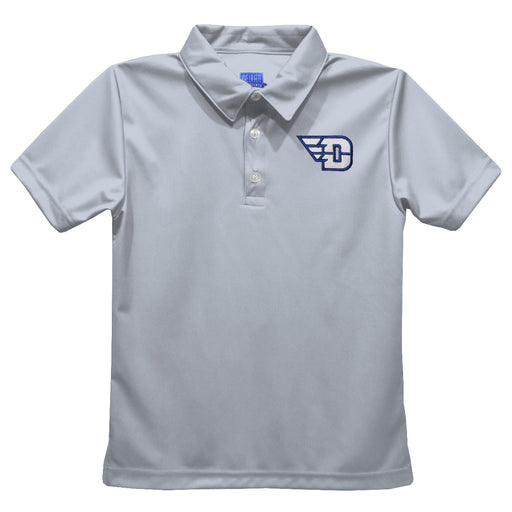 University of Dayton Flyers Embroidered Gray Short Sleeve Polo Box Shirt