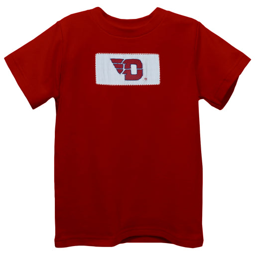 University of Dayton Flyers Smocked   Red Knit Short Sleeve Boys Tee Shirt