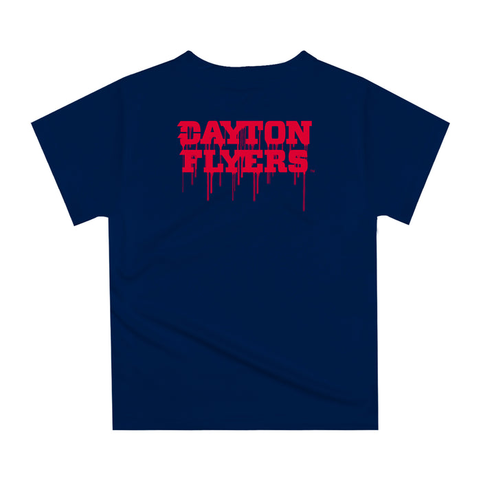 Dayton Flyers Original Dripping Basketball Navy T-Shirt by Vive La Fete