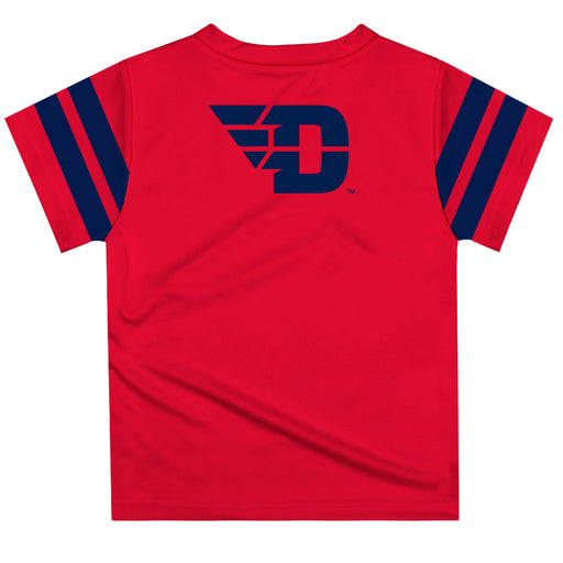 University of Dayton Flyers Vive La Fete Boys Game Day Red Short Sleeve Tee with Stripes on Sleeves - Vive La Fête - Online Apparel Store