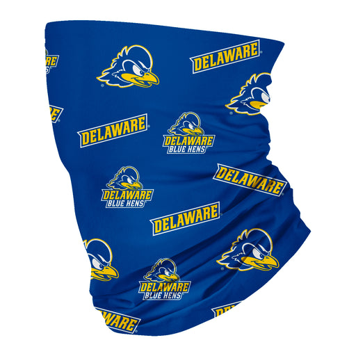 Delaware Blue Hens Vive La Fete All Over Logo Game Day Collegiate Face Cover Soft 4-Way Stretch Neck Gaiter - Vive La Fête - Online Apparel Store
