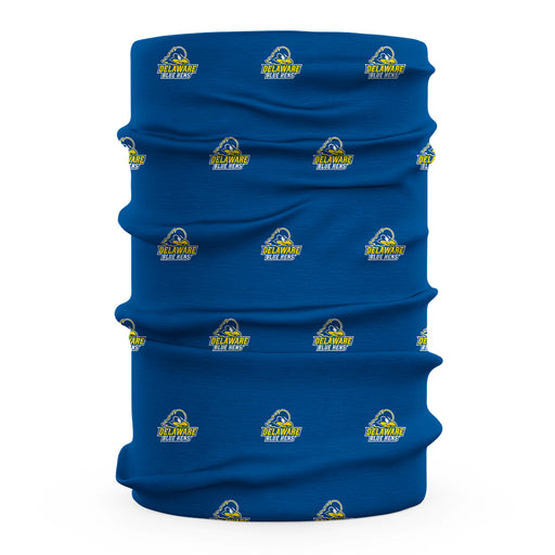 Delaware Blue Hens Vive La Fete All Over Logo Game Day Collegiate Face Cover Soft 4-Way Stretch Two Ply Neck Gaiter - Vive La Fête - Online Apparel Store