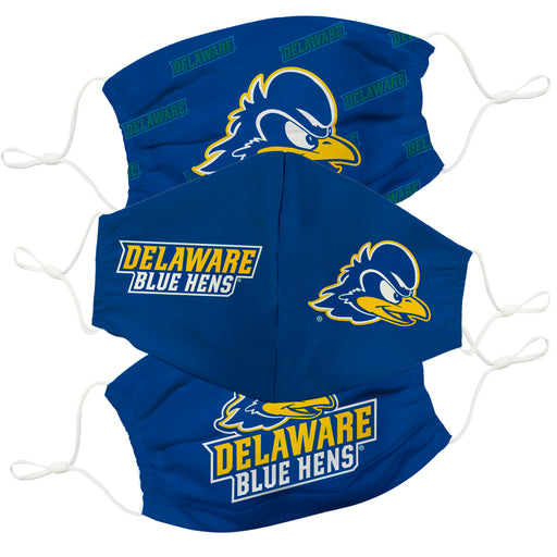Delaware Blue Hens Vive La Fete Face Mask 3 Pack Game Day Collegiate Unisex Face Covers Reusable Washable - Vive La Fête - Online Apparel Store