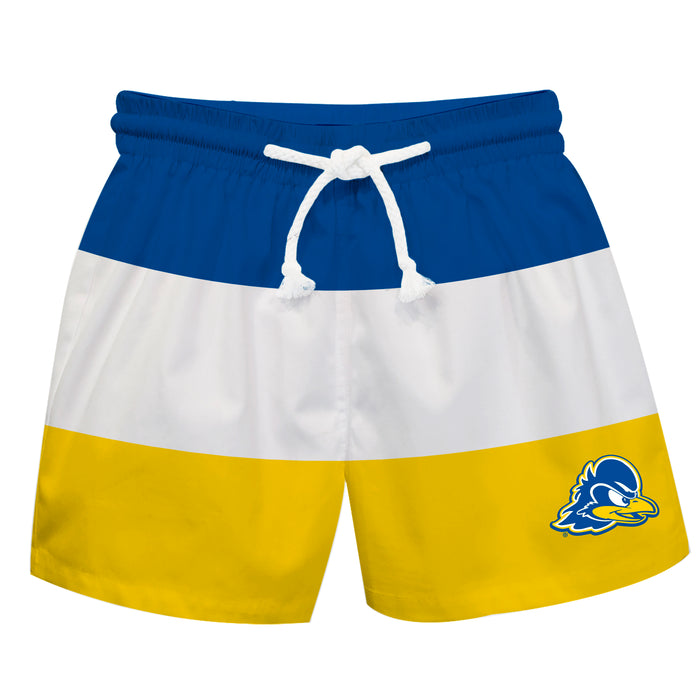 Delaware Blue Hens Vive La Fete Blue White Yellow Stripes Swimtrunks V1