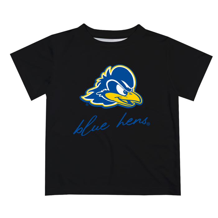 Delaware Blue Hens Vive La Fete Script V1 Black Short Sleeve Tee Shirt