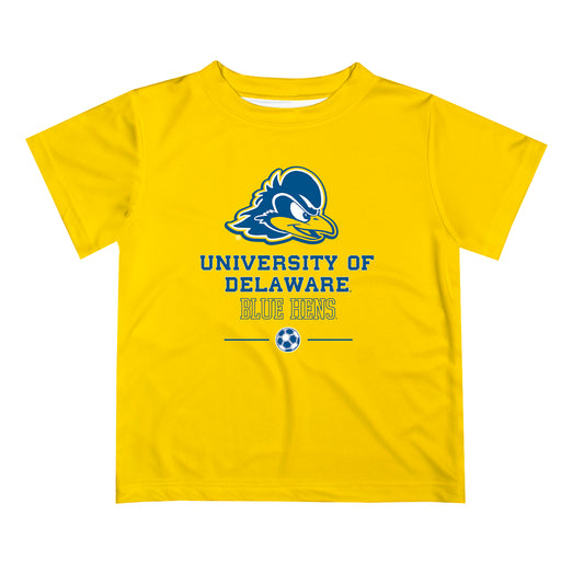 Delaware Blue Hens Vive La Fete Soccer V1 Yellow Short Sleeve Tee Shirt