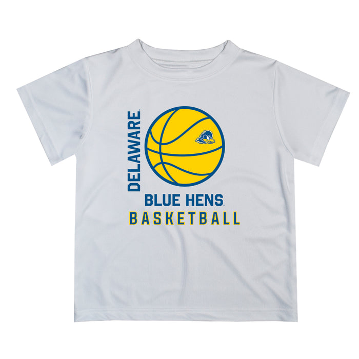 Delaware Blue Hens Vive La Fete Basketball V1 White Short Sleeve Tee Shirt