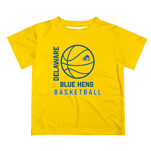 Delaware Blue Hens Vive La Fete Basketball V1 Yellow Short Sleeve Tee Shirt