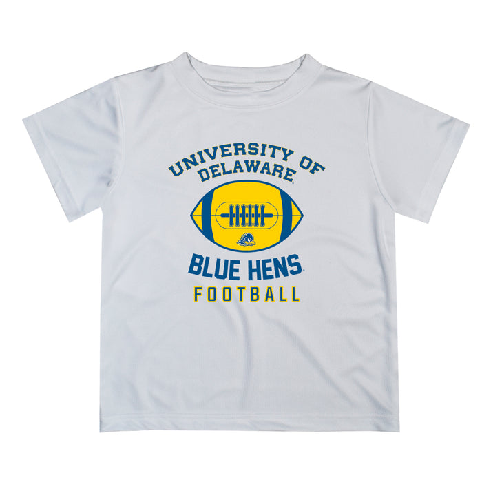 Delaware Blue Hens Vive La Fete Football V2 White Short Sleeve Tee Shirt