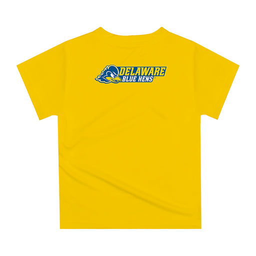 Delaware Blue Hens Original Dripping Football Helmet Yellow T-Shirt by Vive La Fete - Vive La Fête - Online Apparel Store