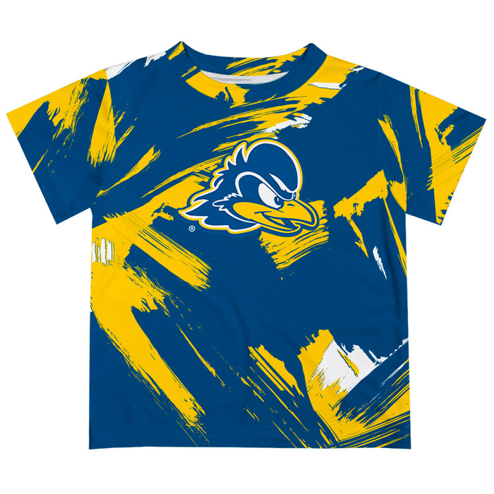 Delaware Blue Hens Vive La Fete Boys Game Day Blue Short Sleeve Tee Paint Brush