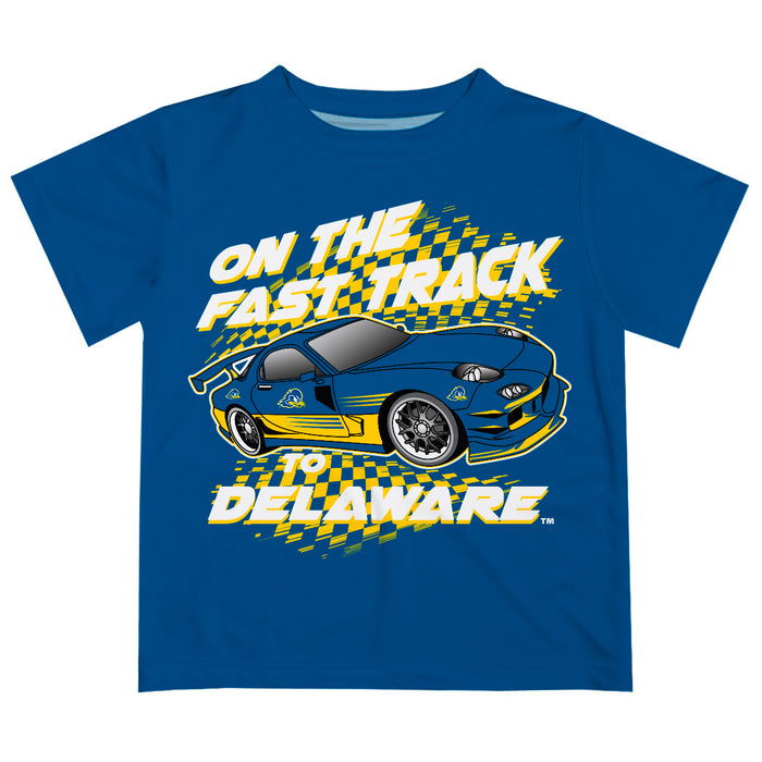Delaware Blue Hens Vive La Fete Fast Track Boys Game Day Blue Short Sleeve Tee