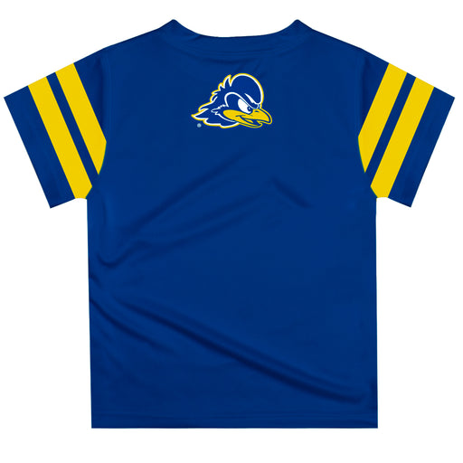 Delaware Blue Hens Vive La Fete Boys Game Day Blue Short Sleeve Tee with Stripes on Sleeves - Vive La Fête - Online Apparel Store