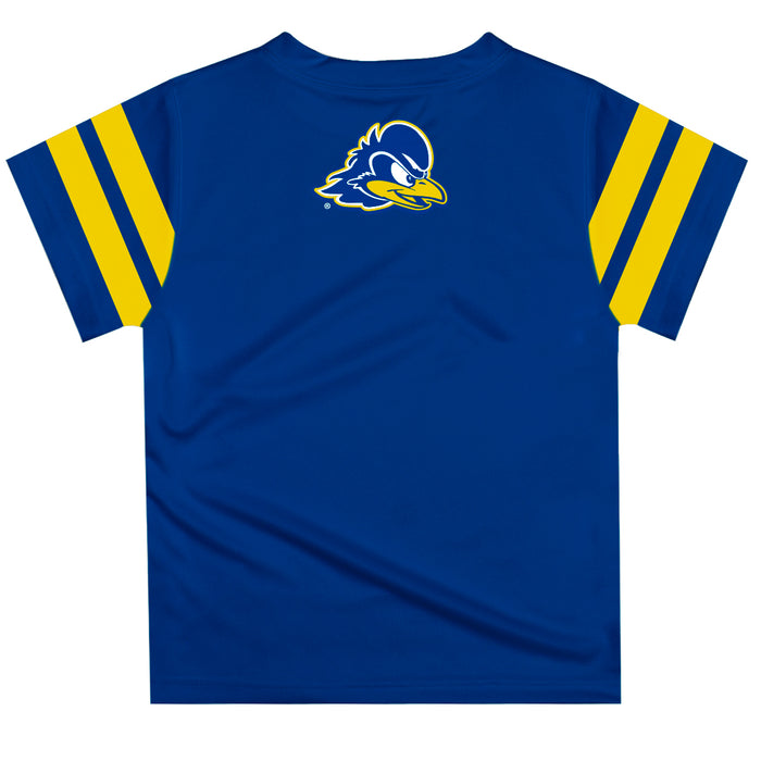 Delaware Blue Hens Vive La Fete Boys Game Day Blue Short Sleeve Tee with Stripes on Sleeves - Vive La Fête - Online Apparel Store