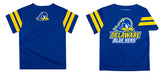 Delaware Blue Hens Vive La Fete Boys Game Day Blue Short Sleeve Tee with Stripes on Sleeves - Vive La Fête - Online Apparel Store