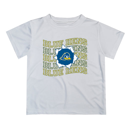 Delaware Blue Hens Vive La Fete  White Art V1 Short Sleeve Tee Shirt