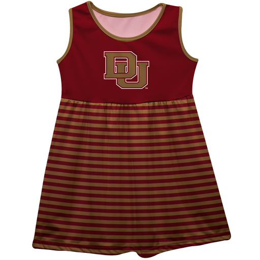 University of Denver Pioneers Vive La Fete Girls Game Day Sleeveless Tank Dress Solid Maroon Logo Stripes on Skirt - Vive La Fête - Online Apparel Store