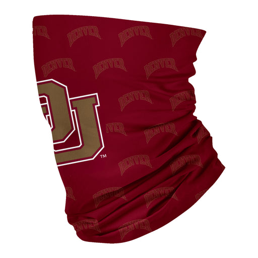 University of Denver Pioneers Neck Gaiter Maroon All Over Logo - Vive La Fête - Online Apparel Store