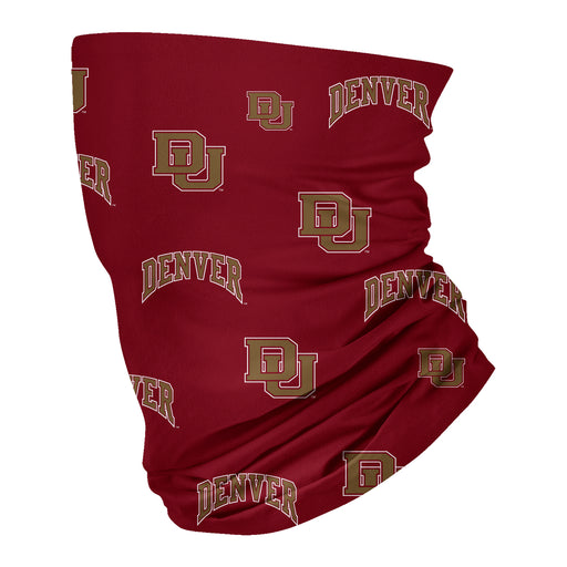 University of Denver Pioneers Neck Gaiter Maroon All Over Logo - Vive La Fête - Online Apparel Store