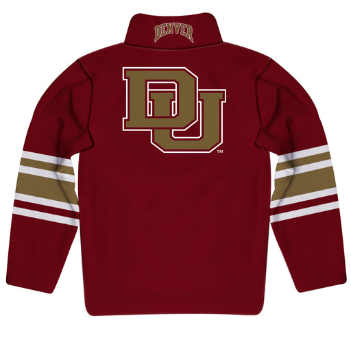 University of Denver Pioneers Vive La Fete Game Day Maroon Quarter Zip Pullover Stripes on Sleeves - Vive La Fête - Online Apparel Store