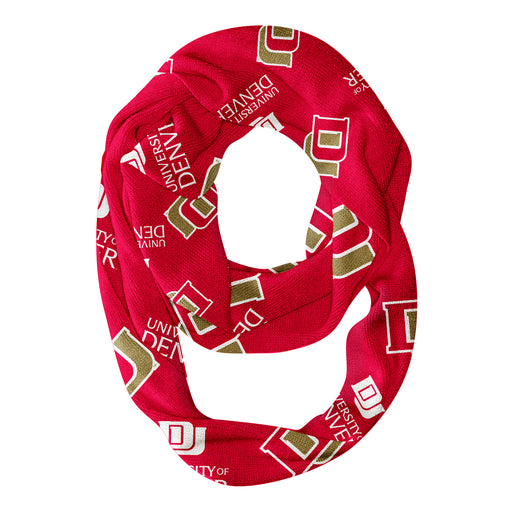 Denver Pioneers Vive La Fete Repeat Logo Game Day Collegiate Women Light Weight Ultra Soft Infinity Scarf