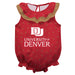 Denver Pioneers Swirls Maroon Sleeveless Ruffle Onesie Logo Bodysuit