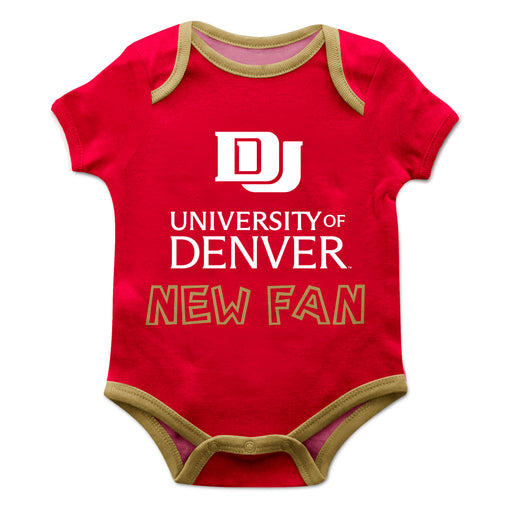 Denver Pioneers Vive La Fete Infant Game Day Maroon Short Sleeve Onesie New Fan Logo and Mascot Bodysuit