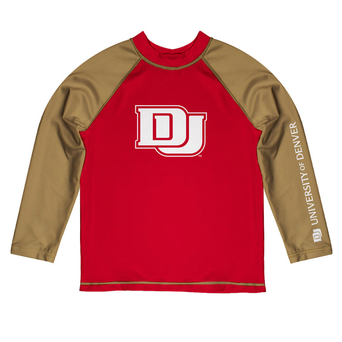 Denver Pioneers Vive La Fete Maroon Gold Long Sleeve Raglan Rashguard