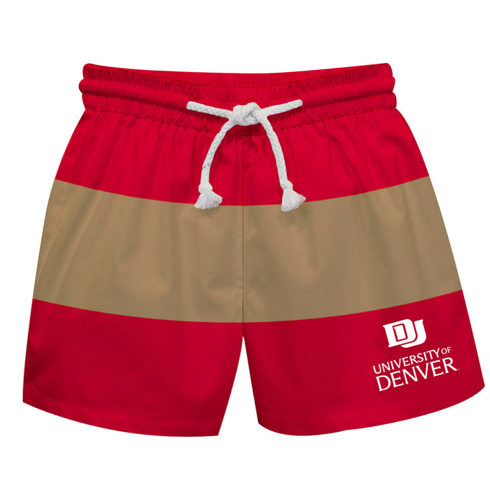 Denver Pioneers Vive La Fete Maroon Gold Stripes Swimtrunks V2