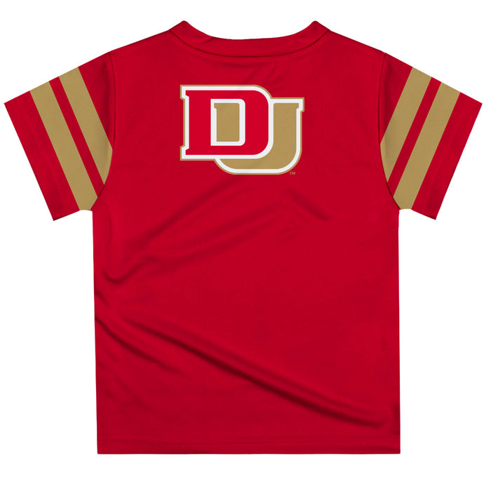 Denver Pioneers Vive La Fete Boys Game Day Maroon Short Sleeve Tee with Stripes on Sleeves - Vive La Fête - Online Apparel Store