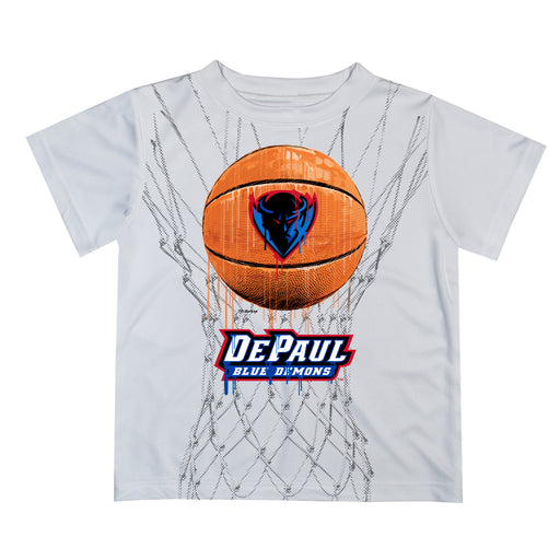 Depaul Blue Demons Original Dripping Basketball White T-Shirt by Vive La Fete