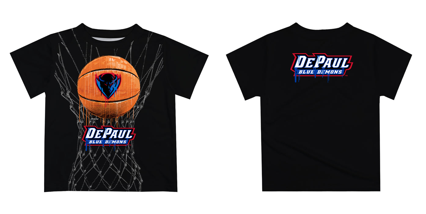 Depaul Blue Demons Original Dripping Basketball Black T-Shirt by Vive La Fete - Vive La Fête - Online Apparel Store